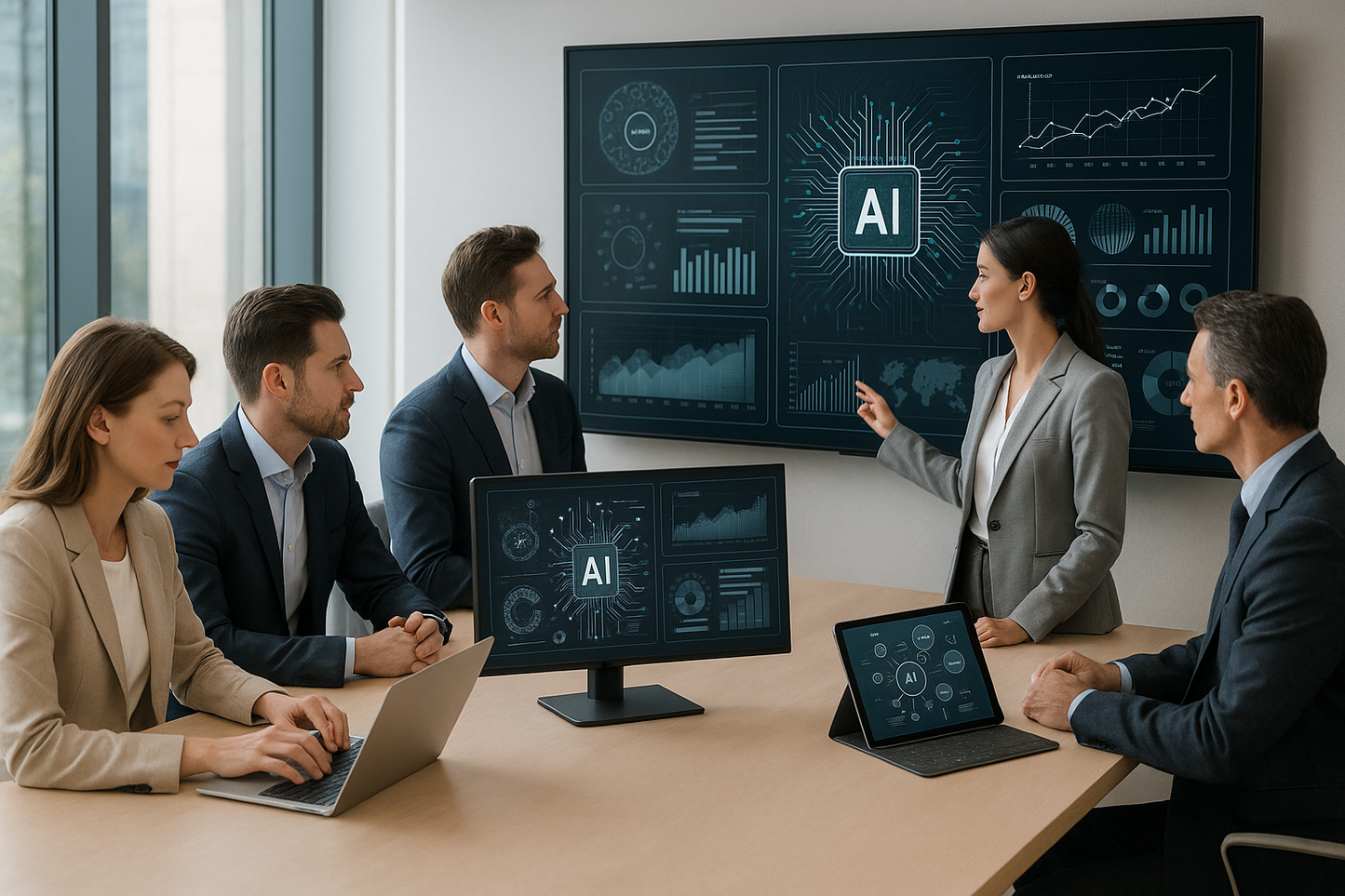 Professional business team with AI technology